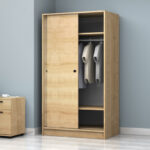 Ντουλάπα ρούχων Regio Megapap δίφυλλη συρόμενη χρώμα φυσικό οξιάς 100x60x181εκ. - Image 4