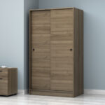 Ντουλάπα ρούχων Regio Megapap δίφυλλη συρόμενη χρώμα καρυδί 100x60x181εκ. - Image 3