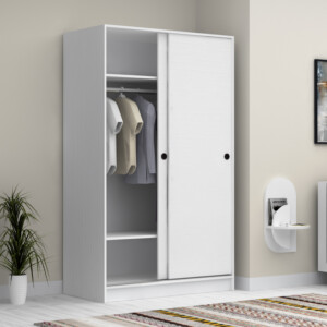 Ντουλάπα ρούχων Regio Megapap δίφυλλη συρόμενη χρώμα λευκό 120x60x200εκ. - Image 2