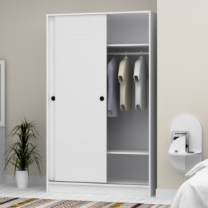 Ντουλάπα ρούχων Regio Megapap δίφυλλη συρόμενη χρώμα λευκό 120x60x200εκ. - Image 3