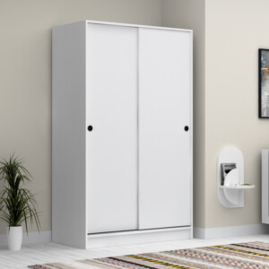 Ντουλάπα ρούχων Regio Megapap δίφυλλη συρόμενη χρώμα λευκό 120x60x200εκ.