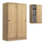 Ντουλάπα ρούχων Regio Megapap δίφυλλη συρόμενη χρώμα φυσικό οξιάς 120x60x200εκ.