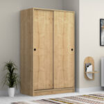 Ντουλάπα ρούχων Regio Megapap δίφυλλη συρόμενη χρώμα φυσικό οξιάς 120x60x200εκ. - Image 3