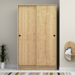 Ντουλάπα ρούχων Regio Megapap δίφυλλη συρόμενη χρώμα φυσικό οξιάς 120x60x200εκ. - Image 4