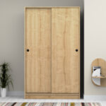 Ντουλάπα ρούχων Regio Megapap δίφυλλη συρόμενη χρώμα φυσικό οξιάς 120x60x200εκ. - Image 5