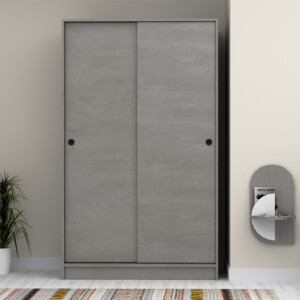 Ντουλάπα ρούχων Regio Megapap δίφυλλη συρόμενη χρώμα γκρι σκυροδέματος 120x60x200εκ. - Image 4