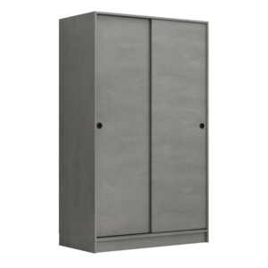 Ντουλάπα ρούχων Regio Megapap δίφυλλη συρόμενη χρώμα γκρι σκυροδέματος 120x60x200εκ. - Image 5