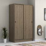 Ντουλάπα ρούχων Regio Megapap δίφυλλη συρόμενη χρώμα καρυδί 120x60x200εκ. - Image 3