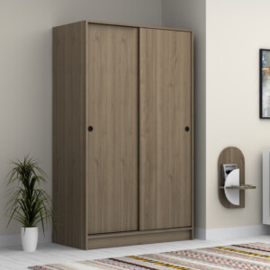 Ντουλάπα ρούχων Regio Megapap δίφυλλη συρόμενη χρώμα καρυδί 120x60x200εκ.