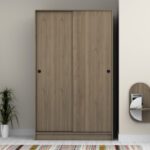 Ντουλάπα ρούχων Regio Megapap δίφυλλη συρόμενη χρώμα καρυδί 120x60x200εκ. - Image 5