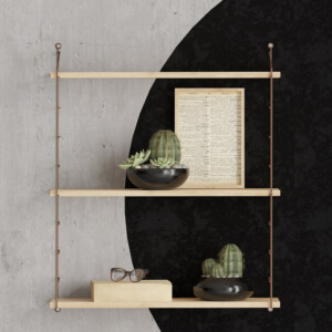 Ραφιέρα τοίχου Armoni Megapap χρώμα sapphire oak - καφέ μέταλλο 72x20x85εκ. - Image 2