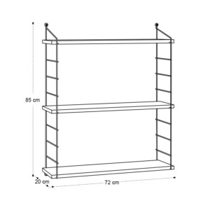 Ραφιέρα τοίχου Armoni Megapap χρώμα sapphire oak - καφέ μέταλλο 72x20x85εκ. - Image 4