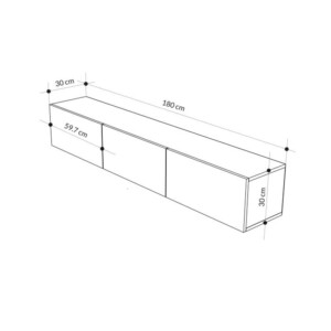 Έπιπλο τηλεόρασης επιτοίχιο Francy Megapap χρώμα ash green 180x30x30εκ. - Image 7