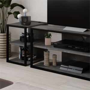 Έπιπλο τηλεόρασης γωνιακό Echo Megapap χρώμα γκρι ρετρό 98x37x45εκ. - Image 3