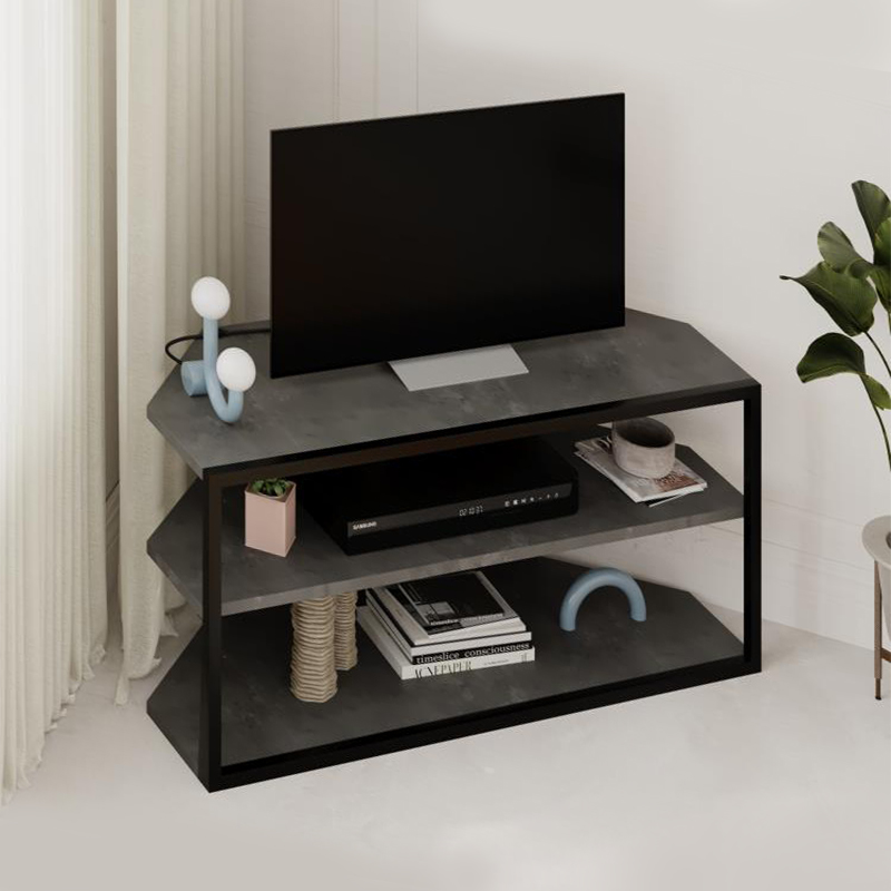 Έπιπλο τηλεόρασης γωνιακό Echo Megapap χρώμα γκρι ρετρό 98x37x45εκ. Έπιπλο τηλεόρασης γωνιακό Echo Megapap χρώμα γκρι ρετρό 98x37x45εκ.