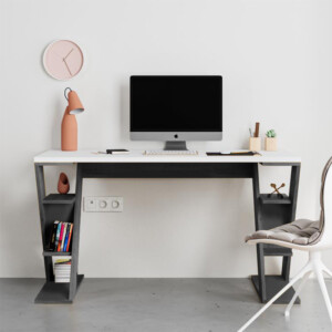 Γραφείο εργασίας Papillon Megapap χρώμα ανθρακί - λευκό 137x60x75εκ - Image 2