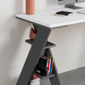 Γραφείο εργασίας Papillon Megapap χρώμα ανθρακί - λευκό 137x60x75εκ - Image 3