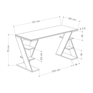 Γραφείο εργασίας Papillon Megapap χρώμα ανθρακί - λευκό 137x60x75εκ - Image 5