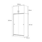 Ντουλάπα ρούχων Regio Megapap δίφυλλη συρόμενη με πατάρι χρώμα φυσικό οξιάς 100x60x240εκ. - Image 5