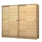 Ντουλάπα ρούχων Regio Megapap τετράφυλλη συρόμενη χρώμα φυσικό οξιάς 200x60x181εκ.