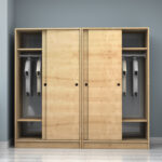 Ντουλάπα ρούχων Regio Megapap τετράφυλλη συρόμενη χρώμα φυσικό οξιάς 200x60x181εκ. - Image 3