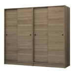 Ντουλάπα ρούχων Regio Megapap τετράφυλλη συρόμενη χρώμα καρυδί 200x60x181εκ.