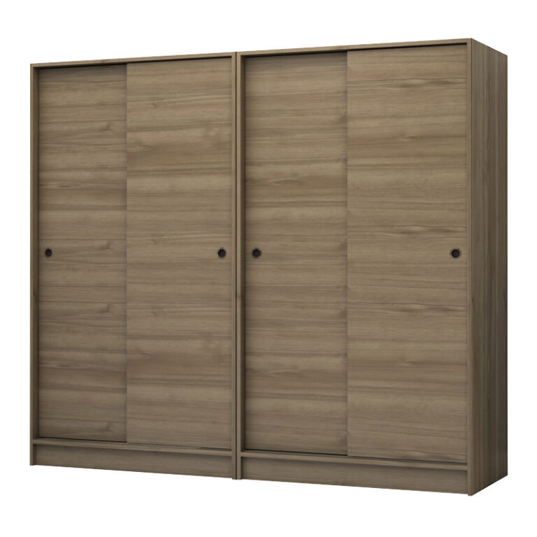 Ντουλάπα ρούχων Regio Megapap τετράφυλλη συρόμενη χρώμα καρυδί 200x60x181εκ.