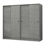 Ντουλάπα ρούχων Regio Megapap τετράφυλλη συρόμενη χρώμα γκρι σκυροδέματος 200x60x181εκ.