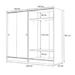 Ντουλάπα ρούχων Regio Megapap τετράφυλλη συρόμενη χρώμα γκρι σκυροδέματος 200x60x181εκ. - Image 5