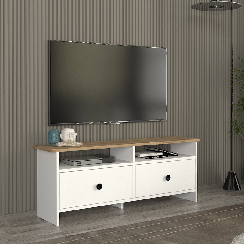 Έπιπλο τηλεόρασης Gradias Megapap χρώμα λευκό - sapphire oak 120x29