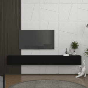 Έπιπλο τηλεόρασης επιτοίχιο Espanse Megapap χρώμα μαύρο 241,8x31,7x30εκ. - Image 4