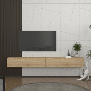 Έπιπλο τηλεόρασης επιτοίχιο Espanse Megapap χρώμα sapphire oak 241,8x31,7x30εκ. - Image 4