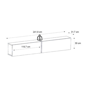 Έπιπλο τηλεόρασης επιτοίχιο Espanse Megapap χρώμα sapphire oak 241,8x31,7x30εκ. - Image 6