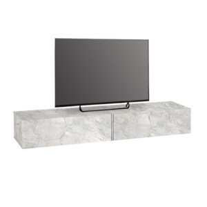 Έπιπλο τηλεόρασης επιτοίχιο Espanse Megapap χρώμα λευκό εφέ μαρμάρου 241,8x31,7x30εκ. - Image 5