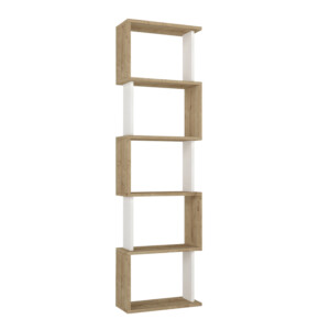 Βιβλιοθήκη Alvina Megapap χρώμα sapphire oak - λευκό 45x19,6x158,8εκ. - Image 4