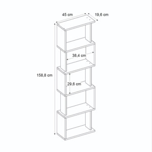 Βιβλιοθήκη Alvina Megapap χρώμα sapphire oak - ανθρακί 45x19,6x158,8εκ. - Image 5