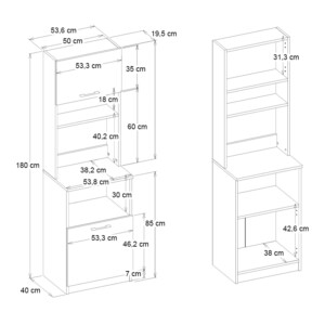 Έπιπλο κουζίνας Tuco 1 Megapap χρώμα λευκό 53,8x40x180εκ. - Image 7
