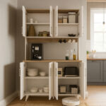 Έπιπλο κουζίνας Kalira 4 Megapap χρώμα λευκό - rota oak 120x40x196εκ. - Image 2