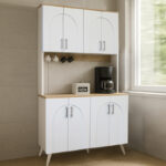 Έπιπλο κουζίνας Kalira 4 Megapap χρώμα λευκό - rota oak 120x40x196εκ. - Image 3