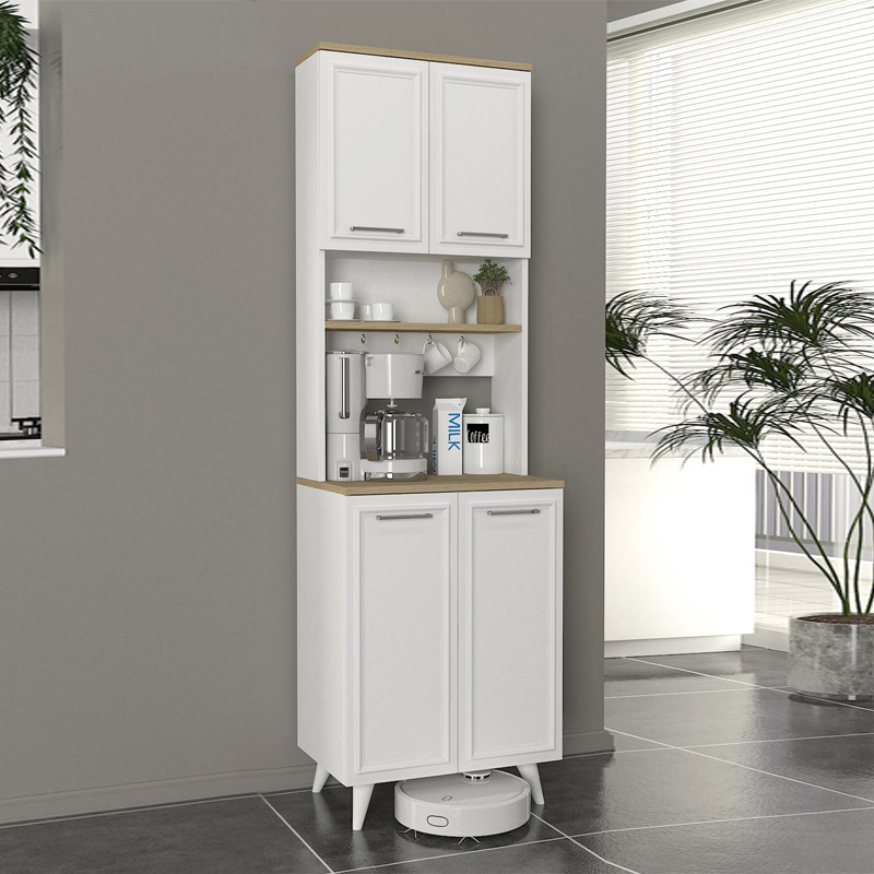 Έπιπλο κουζίνας Potter 2 Megapap χρώμα λευκό - rota oak 60x40x196