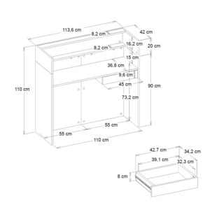 Γραφείο υποδοχής - reception Wilko Megapap με LED χρώμα sepet oak - ανθρακί 113,6x42x110εκ. - Image 8