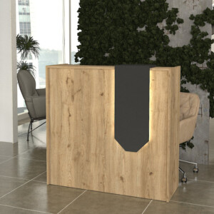 Γραφείο υποδοχής - reception Navita Megapap με LED χρώμα sepet oak - ανθρακί 113,6x42x111,8εκ. - Image 4