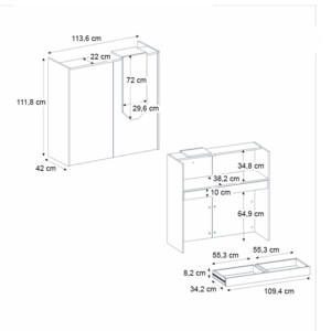 Γραφείο υποδοχής - reception Navita Megapap με LED χρώμα λευκό - sepet oak 113,6x42x111,8εκ. - Image 9