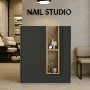 Γραφείο υποδοχής - reception Bonveno Megapap χρώμα ανθρακί - sepet oak 90x43,2x110εκ. - Image 5