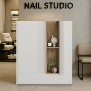 Γραφείο υποδοχής - reception Bonveno Megapap χρώμα λευκό - sepet oak 90x43,2x110εκ. - Image 3