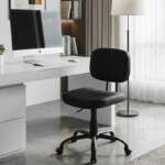 Καρέκλα γραφείου Romano Megapap από τεχνόδερμα χρώμα μαύρο 46x53x79/86εκ. - Image 2