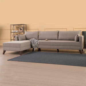 Γωνιακός καναπές Bella Megapap αριστερή γωνία υφασμάτινος χρώμα κρεμ 275x165x85εκ. - Image 2