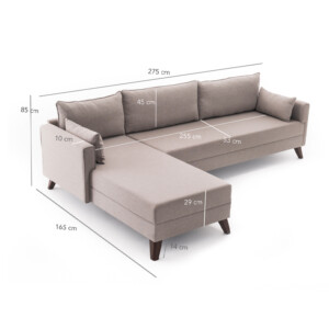 Γωνιακός καναπές Bella Megapap αριστερή γωνία υφασμάτινος χρώμα κρεμ 275x165x85εκ. - Image 8