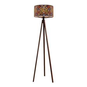 Φωτιστικό δαπέδου Rosling Megapap Mdf/ύφασμα Pvc χρώμα καρυδί - πολύχρωμο 38x38x140εκ.