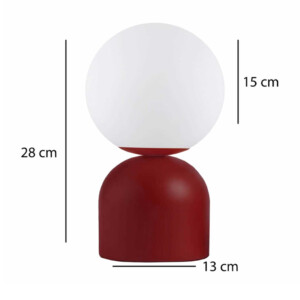 Φωτιστικό επιτραπέζιο Albus Megapap E14 μεταλλικό - γυάλινο χρώμα μπορντώ - λευκό Ø13x28εκ. - Image 3